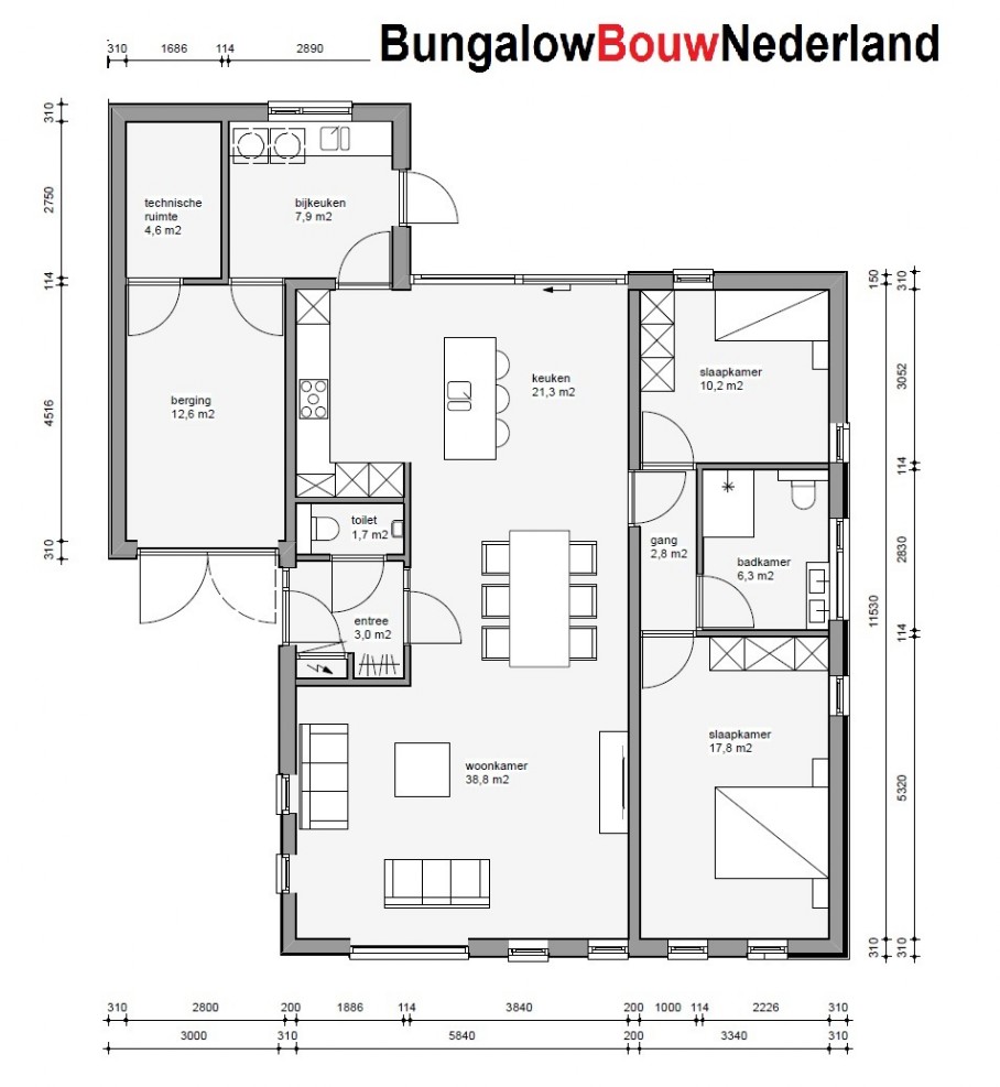  L111  bungalowbouw-nederland staalframebouw indeling plattegrond levensloopbestendig