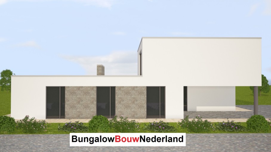  Moderne kubistische woning gelijksvloers wonen, slapen en badkamer met verdieping ontwerp H118