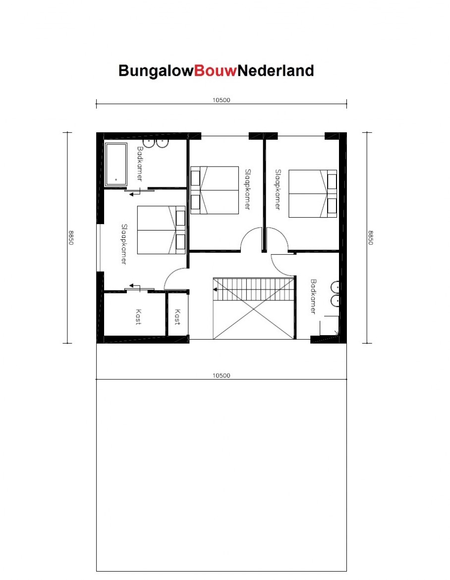   plattegrond indeling woning gelijksvloers wonen, slapen en badkamer met verdieping ontwerp H118