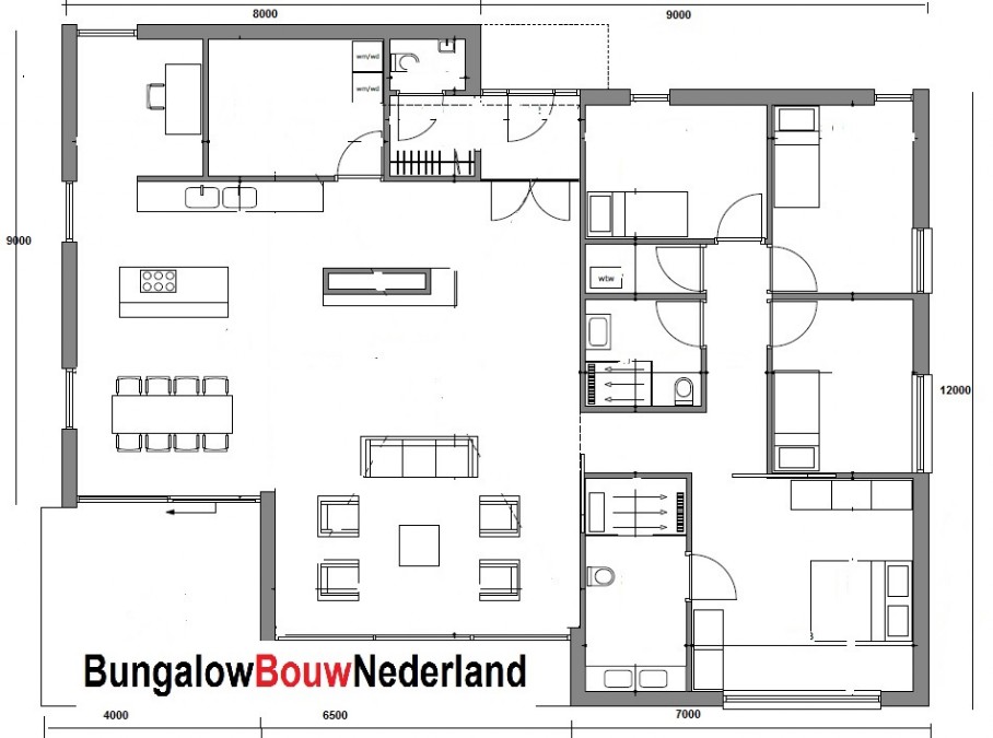 bungalowbouwnederland levensloop bestendige energieneutrale indelingen plattegrond plaatje L100v2