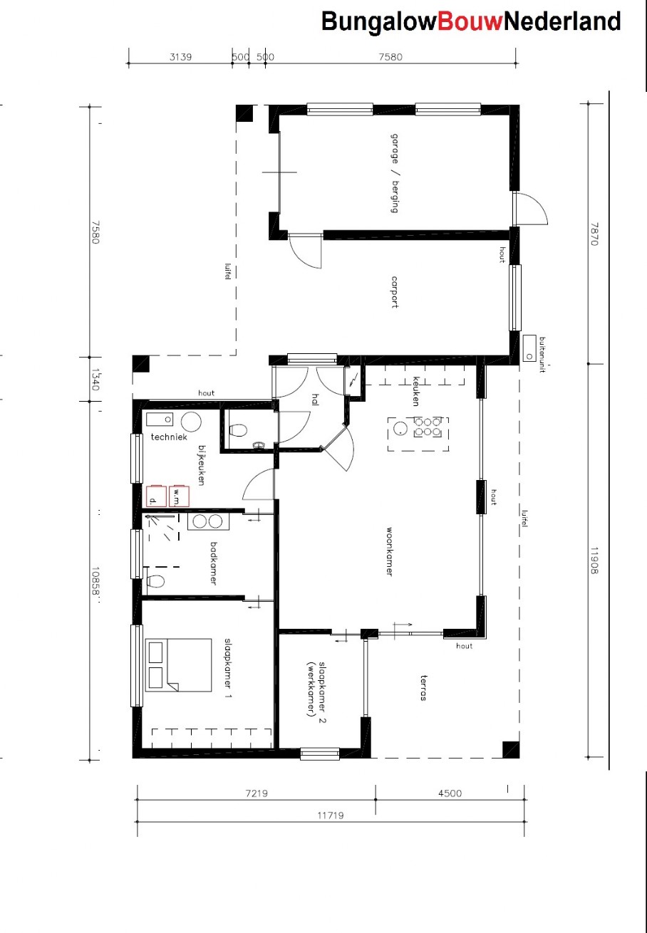 B160 levensloopbestendige bungalow plattegrond Staalframebouw ATLANTA-MBS