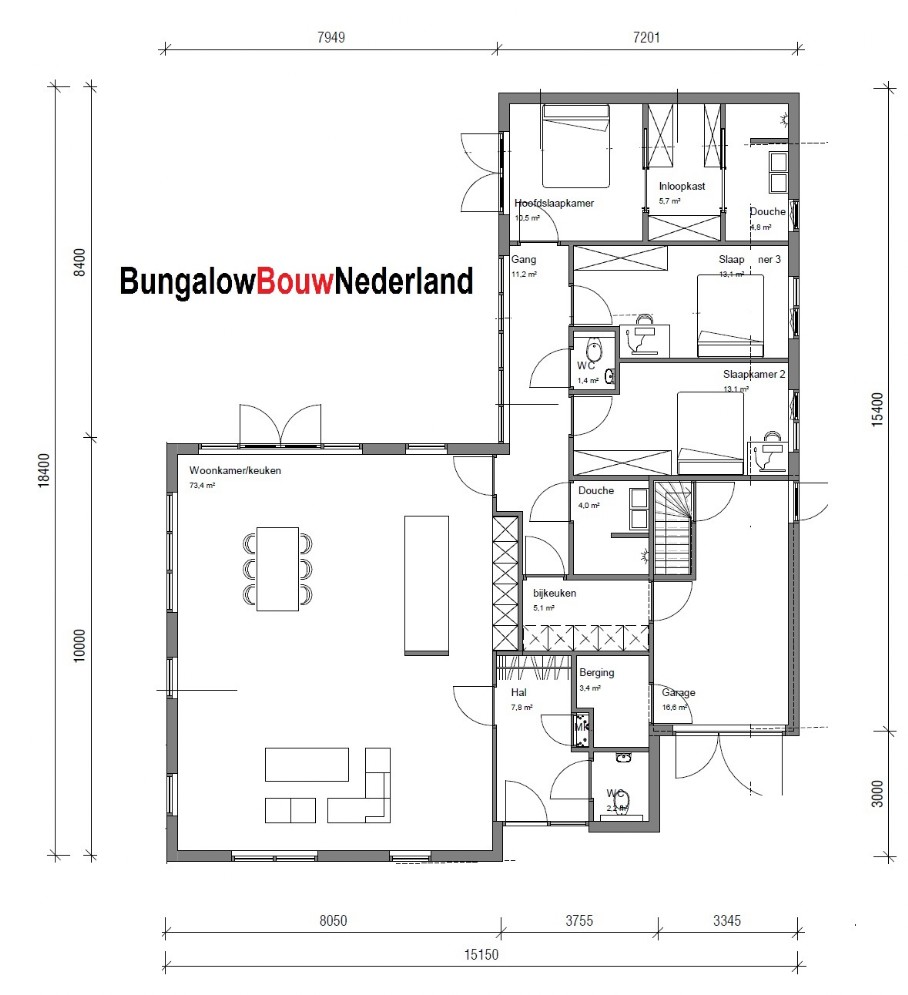 BBN L120 levenloopbestendige gelijkvloerse woning beneden slapen staalframebouw  