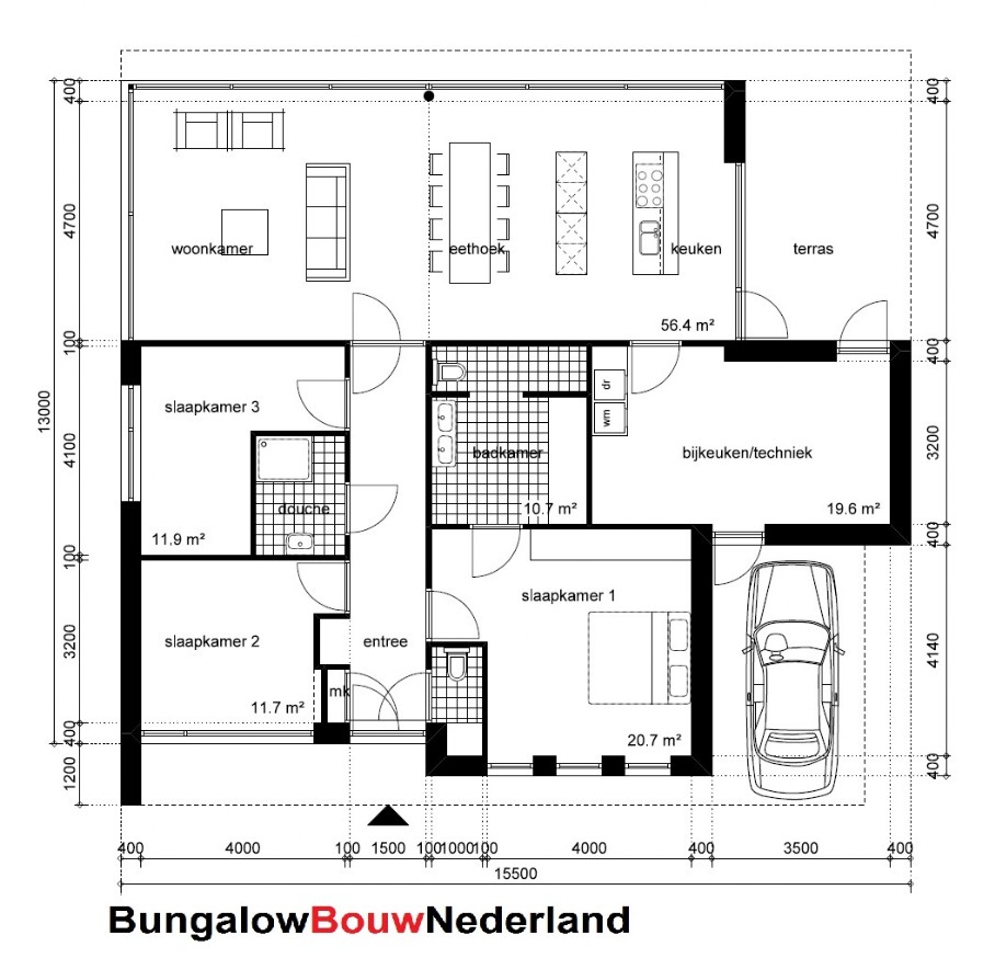 Bungalow Nederland L107 levensloopbestendig  staalframe  bouwconstructie enegieneutaal 