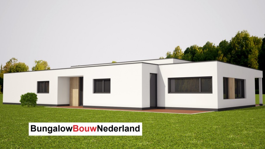 Bungalow bouwen met modern prefab staalframe bouwsysteem ontwerp L110