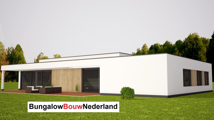 Bungalow bouwen met modern prefab staalframe bouwsysteem ontwerp L110