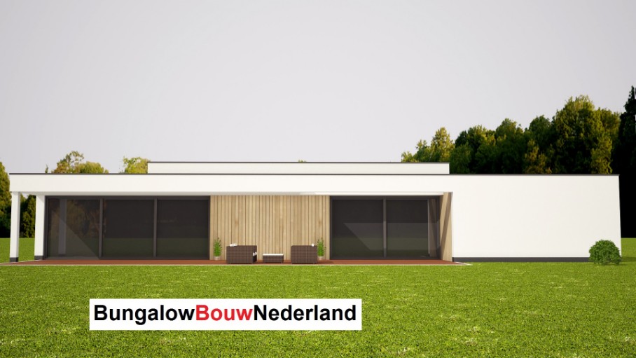 Bungalow bouwen met modern prefab staalframe bouwsysteem ontwerp L110