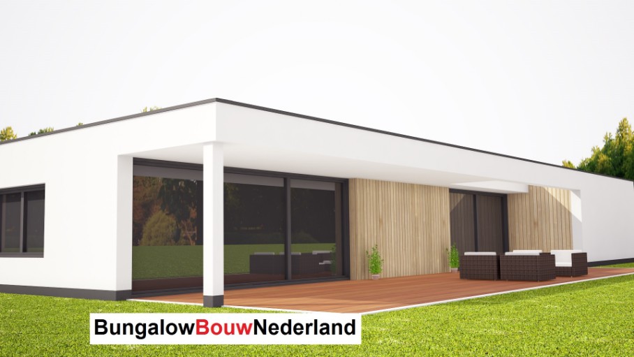 Bungalow bouwen met modern prefab staalframe bouwsysteem ontwerp L110