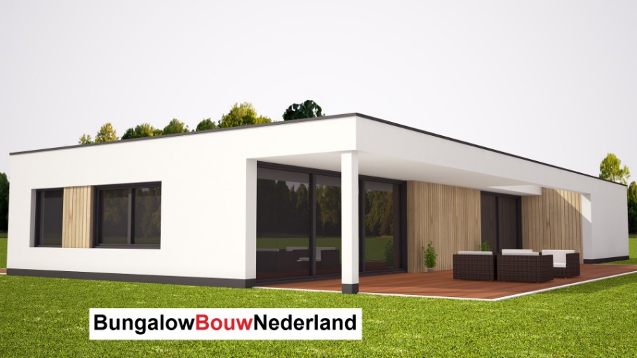 Bungalow bouwen met modern prefab staalframe bouwsysteem ontwerp L110