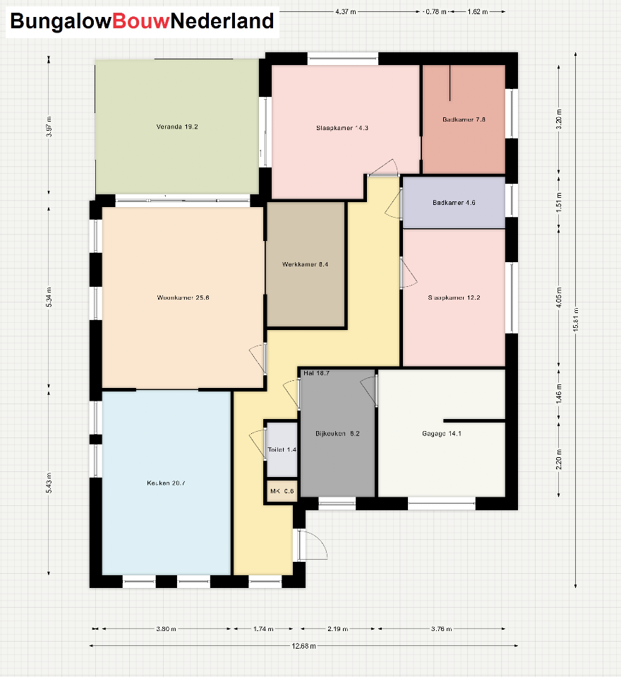 Bungalow bouw Nederland type B196  166 m2 