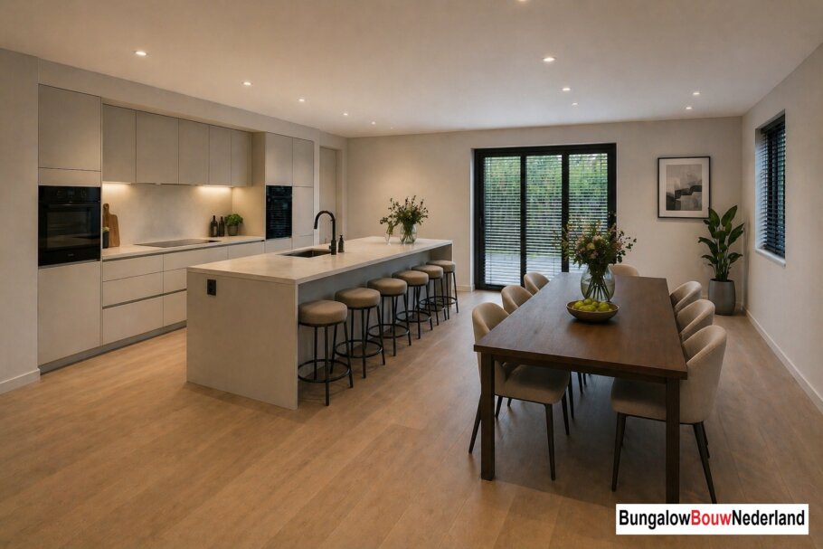 BungalowBouwNederland.nl A-150 interieur indeling foto woonkamer slaapkamer badkamer keuken 