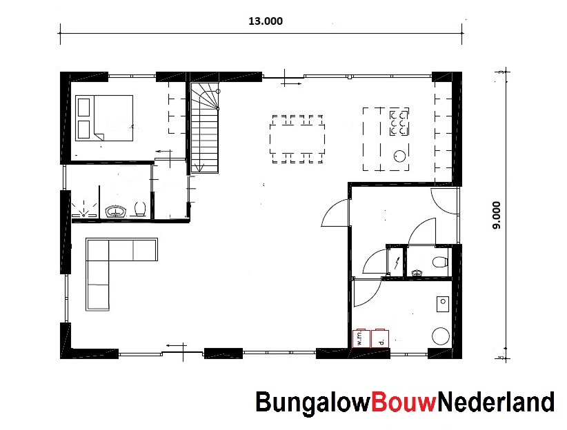 Bungalowbouw- Nederland K127 moderne woning hellend schuin dak passief bouwe