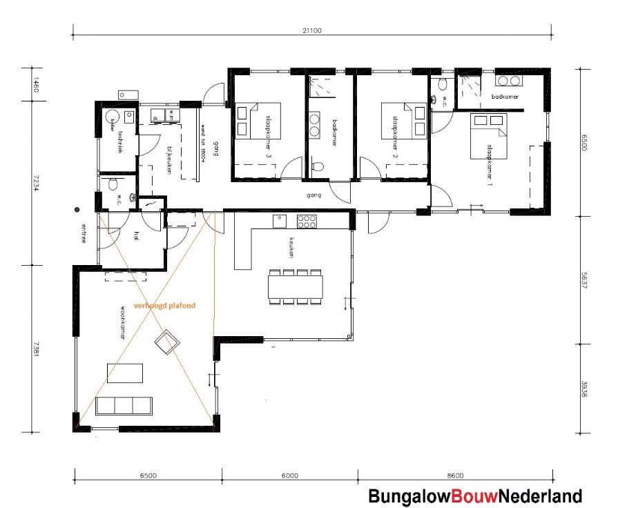 Bungalowbouw-Nederland B155 gelijksvloers modern hoog plafond veel glas energieneutraal Bungalowbouw-Nederland B155 gelijksvloers modern hoog plafond veel glas energieneutraal