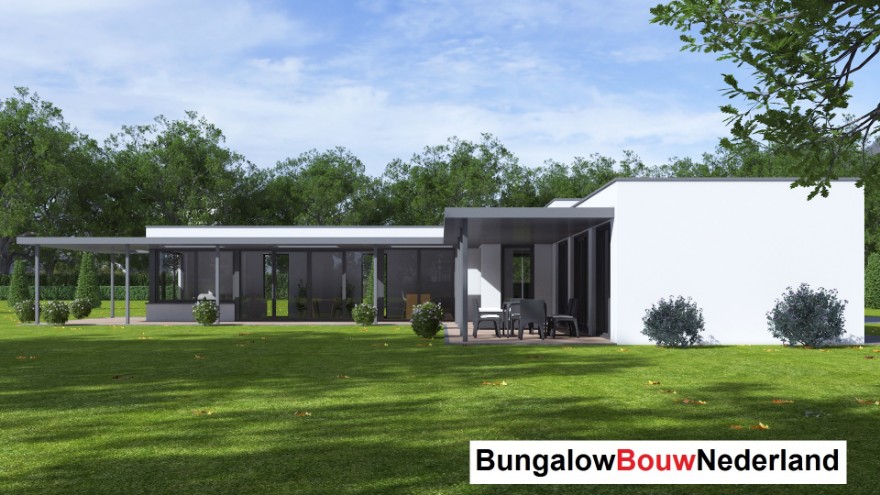 Bungalowbouw Nederland B168 gelijkvloerse woning met overdekt terras staalframebouw Nederland Bungalowbouw Nederland B168 gelijkvloerse woning met overdekt terras staalframebouw Nederland