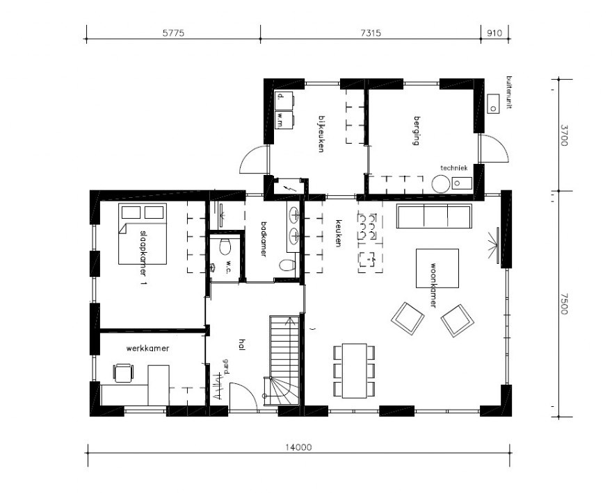 Bungalowbouw Nederland B185 v1 levensloopbestendige woning plat dak  onderhoudsarm