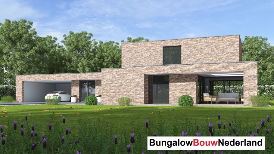Bungalowbouw Nederland H388 moderne kubistische levensloopbestendige woning Staalframebouw