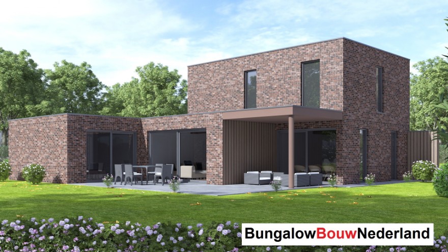 Bungalowbouw Nederland H392 gelijkvloerse woning met kleine verdieping door  staalframebouw nederland