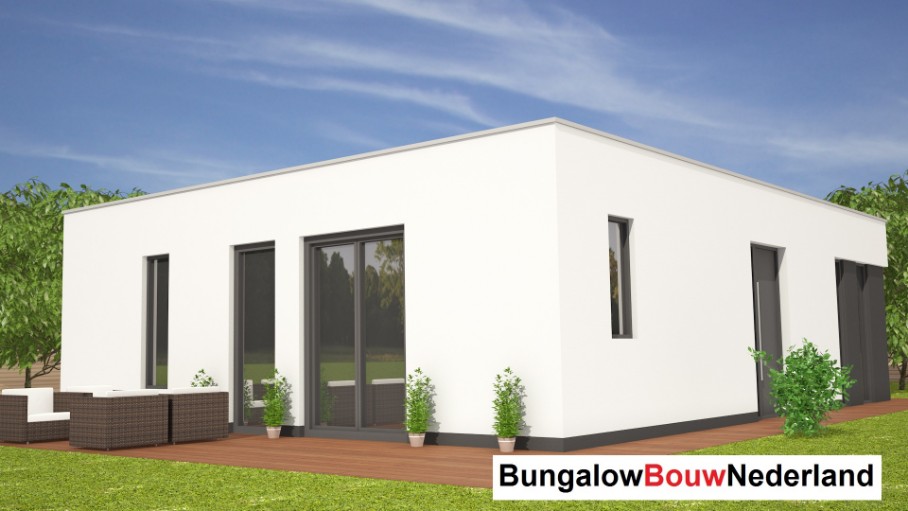 Bungalowbouw-Nederland L114 moderne bungalow met plat dak ATLANTA staalframe bouwsysteem Bungalowbouw-Nederland L114 moderne bungalow met plat dak ATLANTA staalframe bouwsysteem