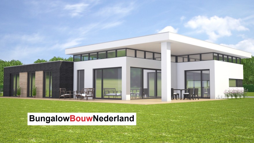 Bungalowbouw-Nederland L143 levensloopbestendig verhoogde woonkamer staalframebouw Bungalowbouw-Nederland L143 levensloopbestendig verhoogde woonkamer staalframebouw