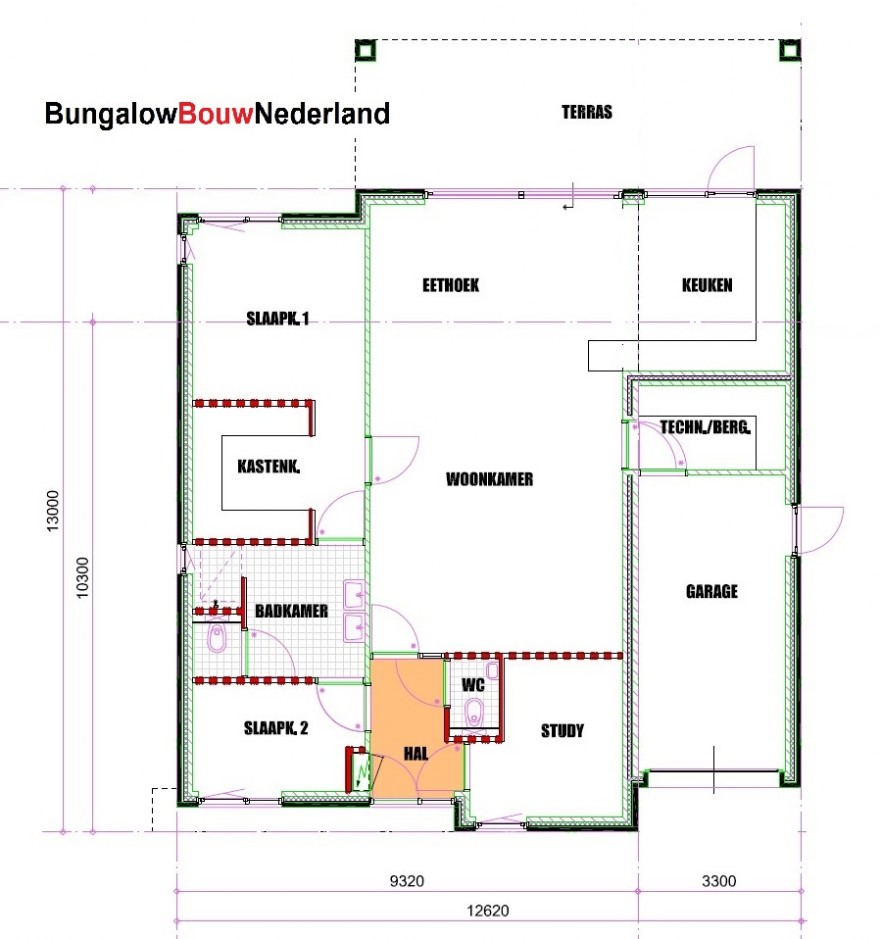 Bungalowbouw-Nederland L151 modern  levensloopbestendig gelijkvoers staalframebouw