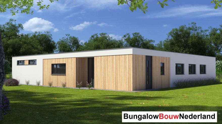 Bungalowbouw-Nederland L159 energieneutraal modern ontwerp overdekt terras  staalframe 
