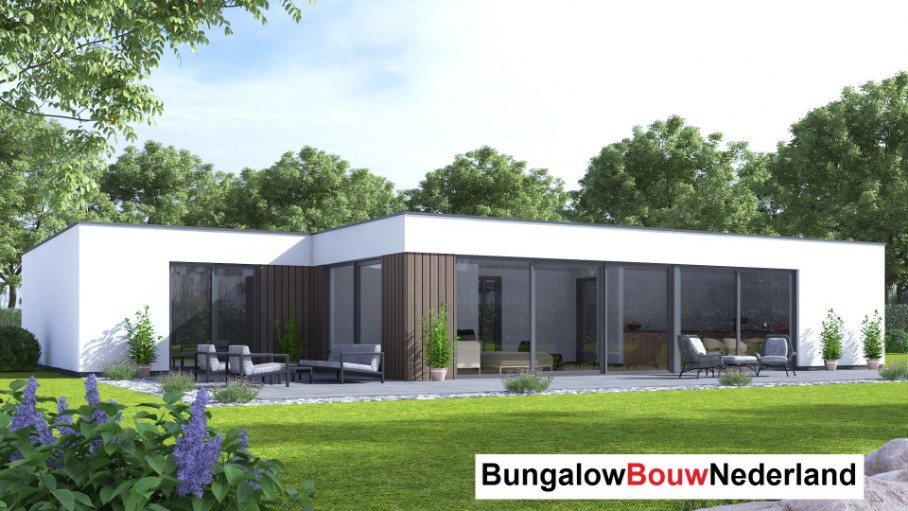 Bungalowbouw Nederland L169 levensloopwoning plat dak vier slaapkamers ATLANTA MBS staalframe Bungalowbouw Nederland L169 levensloopwoning plat dak 4 vier slaapkamers ATLANTA MBS staalframe
