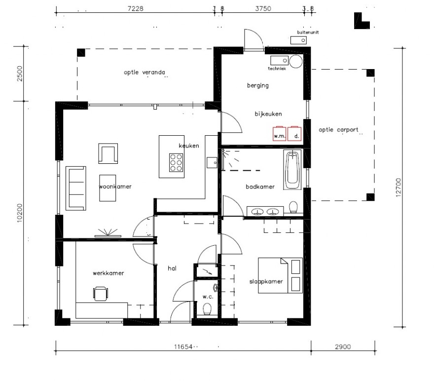 Bungalowbouw Nederland L184 plattegrond indeling levensloopbestendig