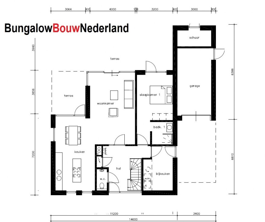 Bungalowbouw Nederland M374 v1 levensloopbestendig alles benenden Staalframebouw Bungalowbouw Nederland M374 v1 levensloopbestendig alles benenden Staalframebouw
