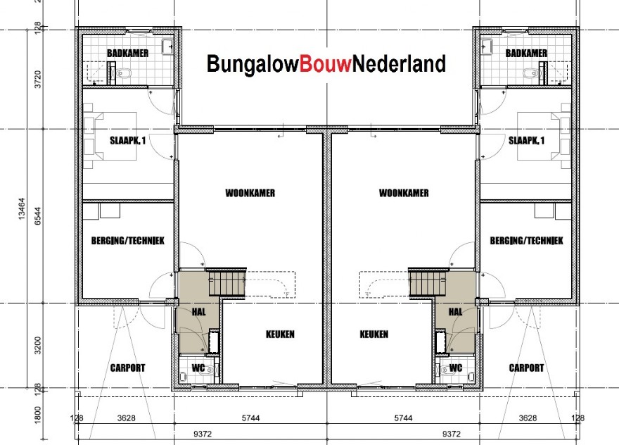 Bungalowbouw-Nederland geschakelde 2-onder-1-kap levensloopbestedige wonigen TK50 