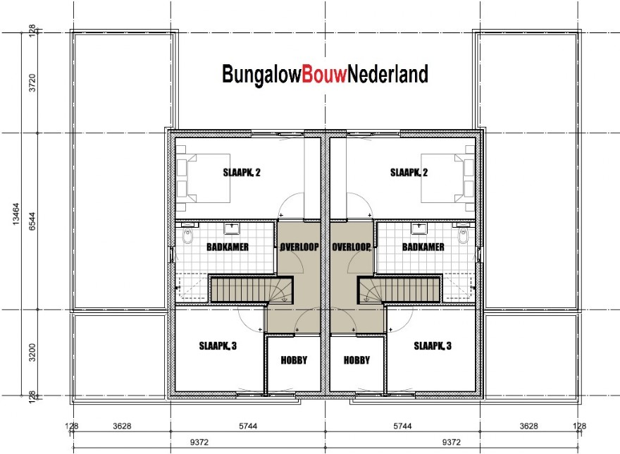 Bungalowbouw-Nederland geschakelde 2-onder-1-kap levensloopbestedige wonigen TK50 