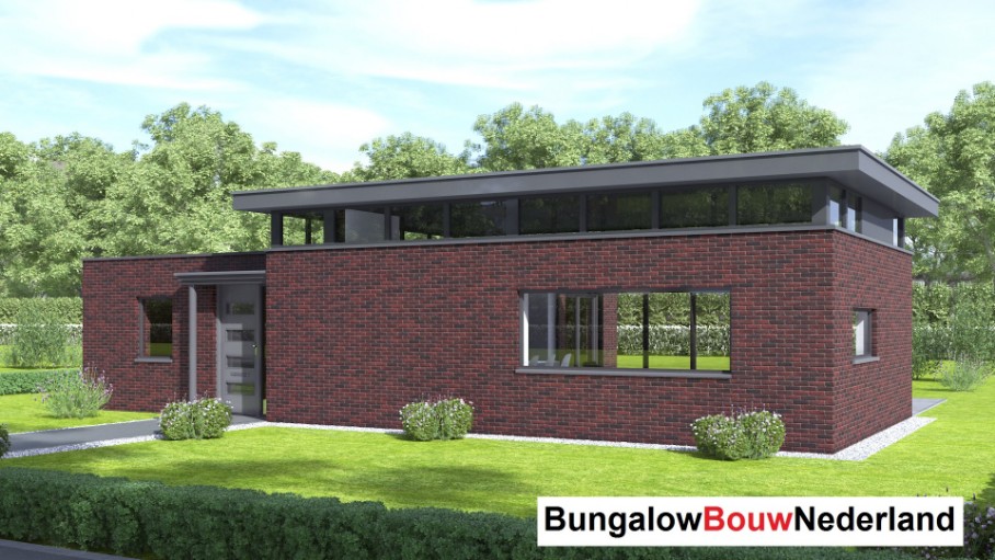 Bungalowbouw Nederland ontwerp B179 veel licht en verhoogde woonkamer staalframe ATLANTA