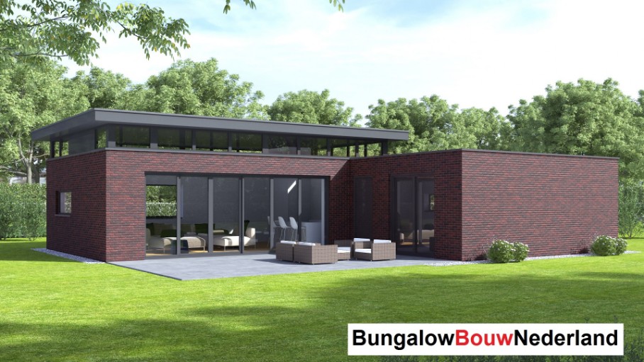 Bungalowbouw Nederland ontwerp B179 veel licht en verhoogde woonkamer staalframe ATLANTA