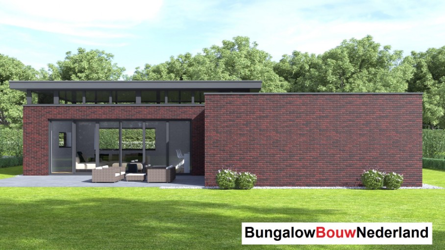 Bungalowbouw Nederland ontwerp B179 veel licht en verhoogde woonkamer staalframe ATLANTA