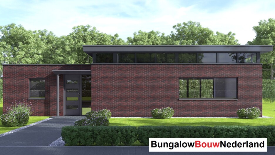 Bungalowbouw Nederland ontwerp B179 veel licht en verhoogde woonkamer staalframebouw