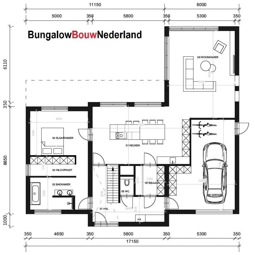 Bungalowbouw Nederland ontwerp type H 401 modern energiearm ciculair bouwsysteem Bungalowbouw Nederland ontwerp type H 401 modern energiearm ciculair bouwsysteem
