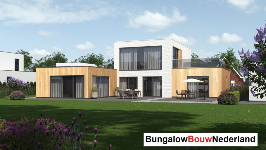 Bungalowbouw Nederland ontwerp type H 401 modern energiearm  ciculair bouwsysteem