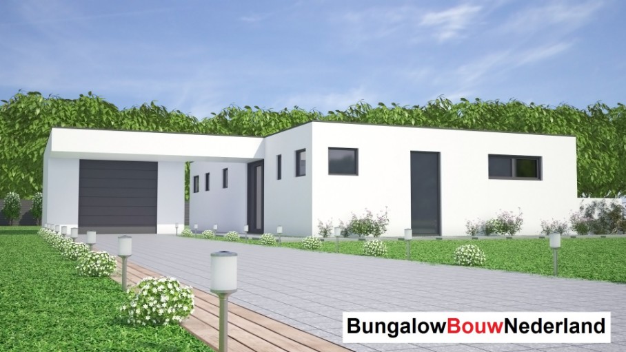 Bungalowbouw Nederland plat dak goedkoop bouwen ATLANTA MBS staalframe L145 Bungalowbouw Nederland plat dak goedkoop bouwen ATLANTA MBS staalframe L145