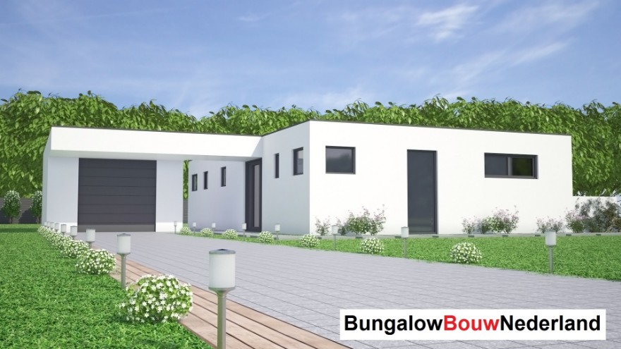 Bungalowbouw Nederland type L 145 plat dak goedkoop bouwen staalframe