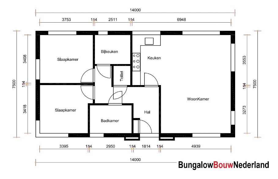 Bungalowbouw-nederland L163 v1 eenlaags platdakserie efficient