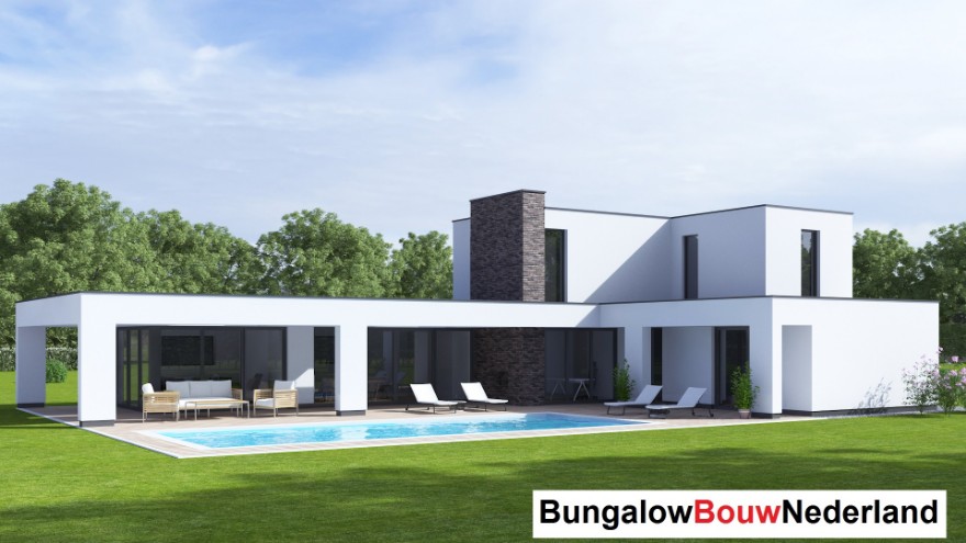 BungalowbouwNederland H394 levensloopbestendige villa met verblijf boven Staalframebouw BungalowbouwNederland H394 levensloopbestendige villa met verblijf boven Staalframebouw