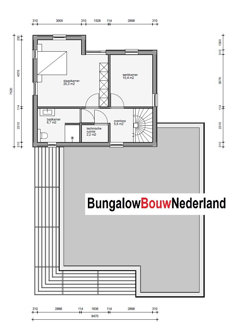 Bungalowbouwnederland H329 levensloopbestendig met gastenverdieping staalframebouw  