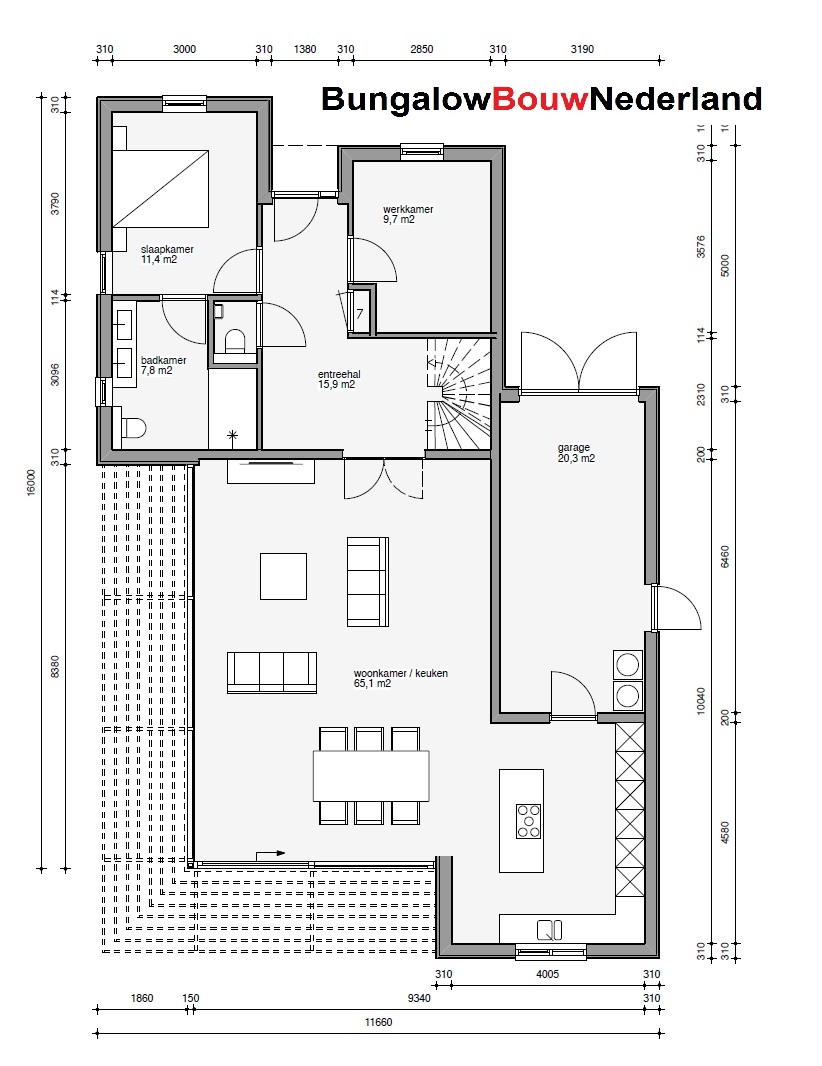 Bungalowbouwnederland H329 levensloopbestendig met gastenverdieping staalframebouw  