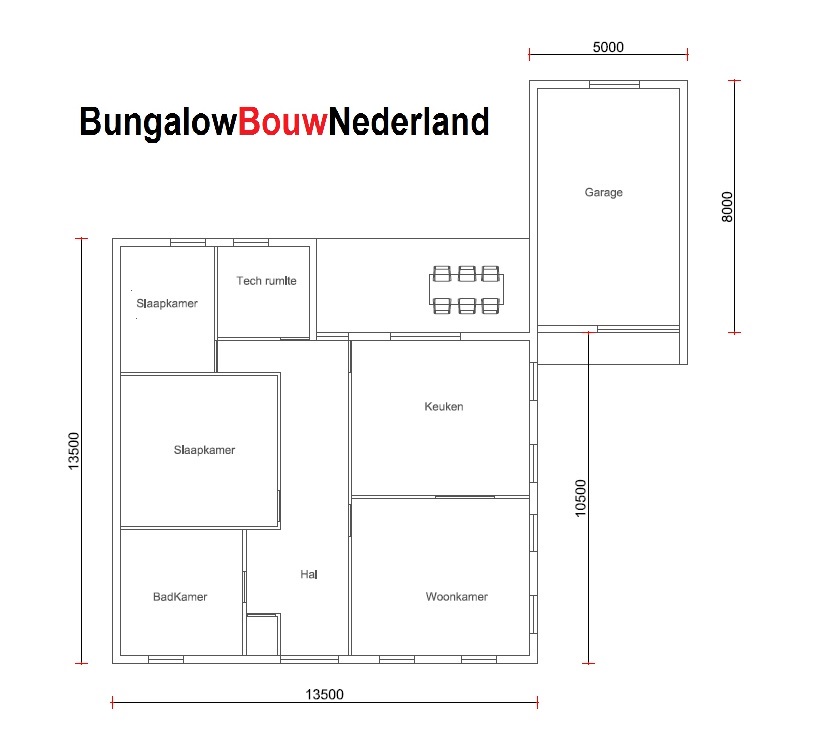 BUNGALOWBOUW NEDERLAND L 132 V1 plat dak levensloopbestendig rolstoelvriendelijk 