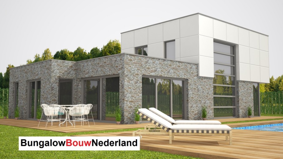 Bungalowbouwnederland M334 moderne semibungalow gelijkvloers met verdieping