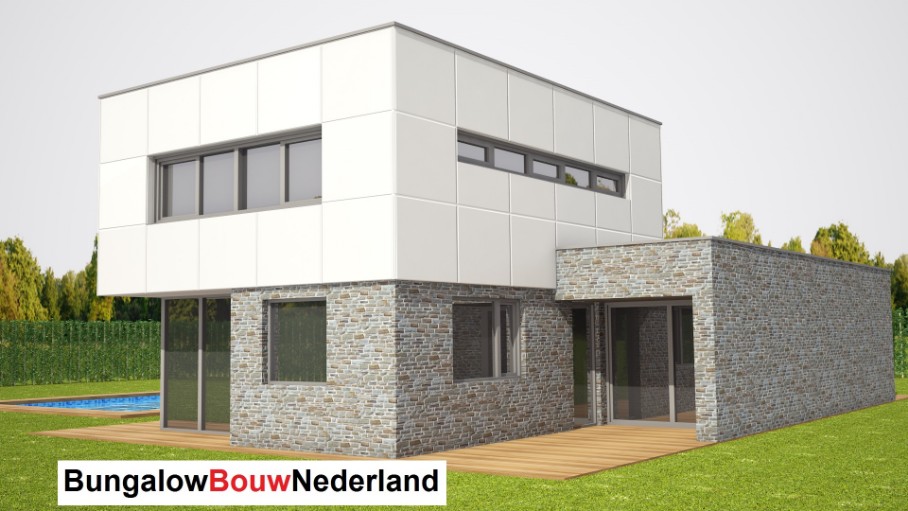 Bungalowbouwnederland M334 moderne semibungalow gelijkvloers met verdieping Bungalowbouwnederland M334 moderne semibungalow gelijkvloers met verdieping