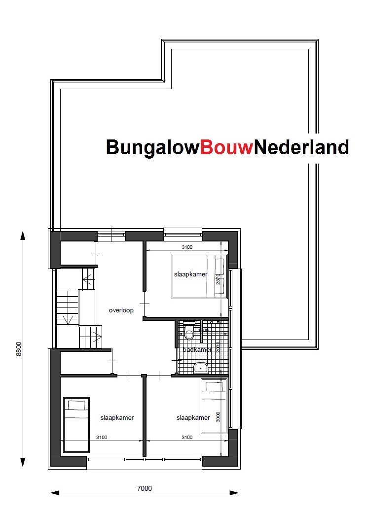 Bungalowbouwnederland M334 moderne semibungalow gelijkvloers met verdieping