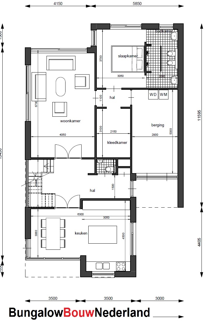 Bungalowbouwnederland M334 moderne semibungalow gelijkvloers met verdieping