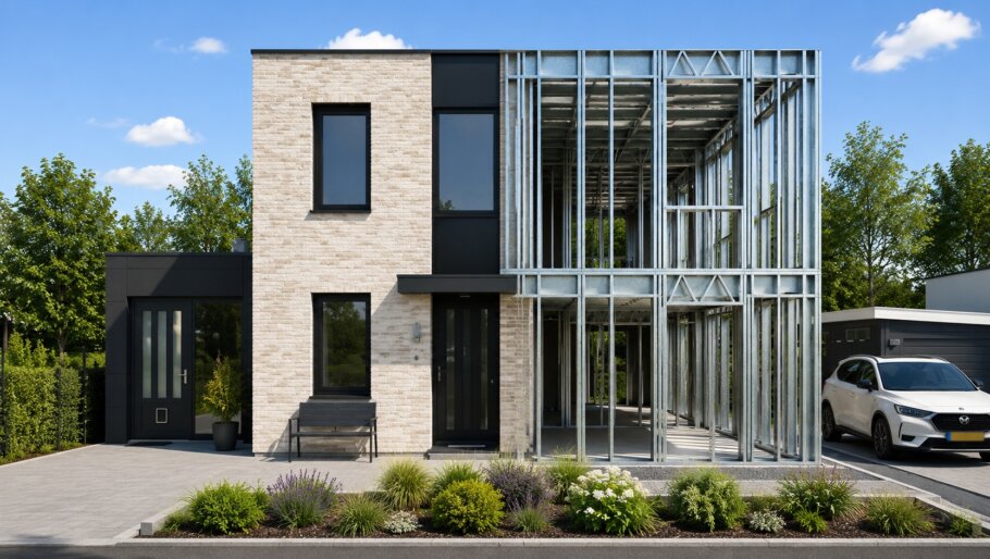 H-257 moderne kubistische woning met plat dak, grote glaspartijen en levensloopbestendige indeling