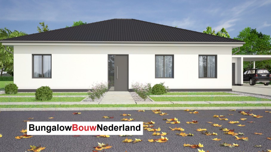 L 132 v2 BUNGALOWBOUW Nederland gelijkvloers met schuin hellend dak staalframebouw 