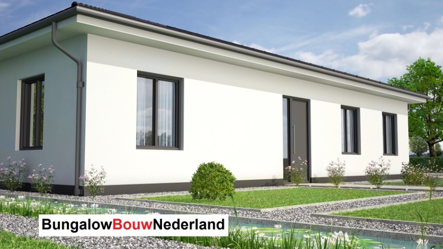 L 132 v2 BUNGALOWBOUW Nederland gelijkvloers met schuin hellend dak staalframebouw 