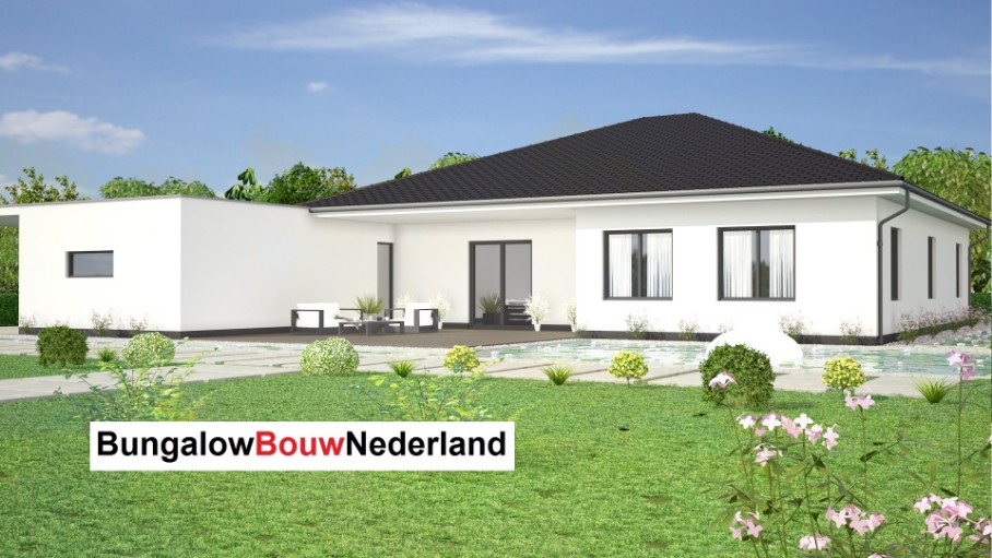 L 132 v2 BUNGALOWBOUW Nederland gelijkvloers met schuin hellend dak staalframebouw 